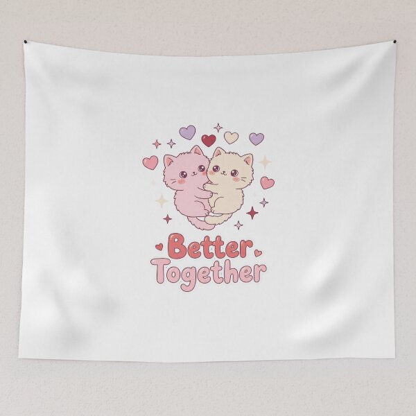 Item preview, Better Together Kawaii Cat Couple Valentine's designed and sold by Quillway.