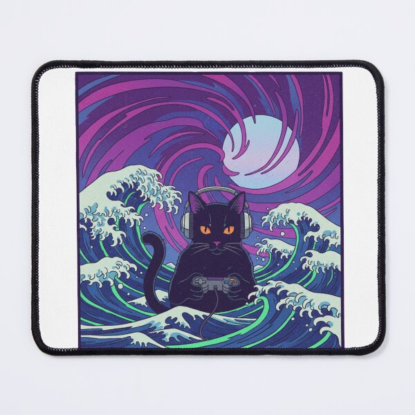 Item preview, Gamer Cat Wave Rider - Vintage Japanese Gaming Art designed and sold by Merchifyme2000.