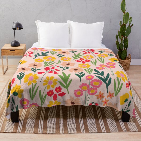 Item preview, Happy Florals in Warm Yellow and Coral Pink designed and sold by Petra Lang.