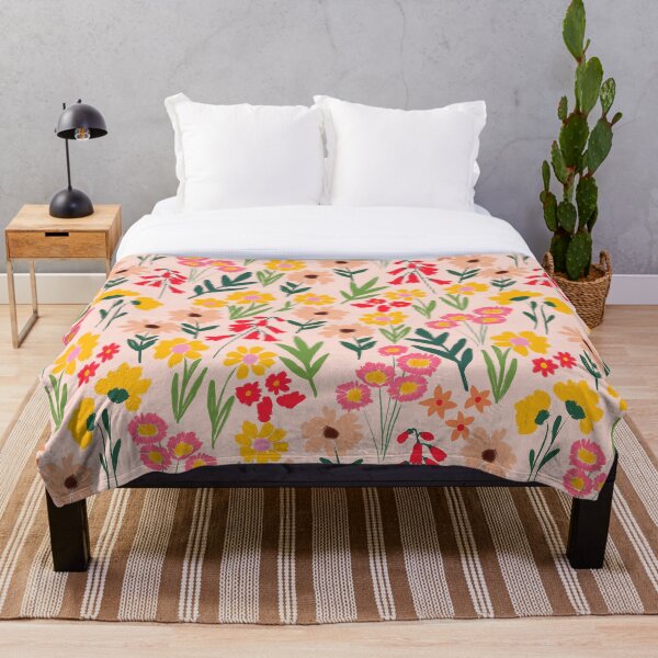 Item preview, Happy Florals in Warm Yellow and Coral Pink designed and sold by Petra Lang.