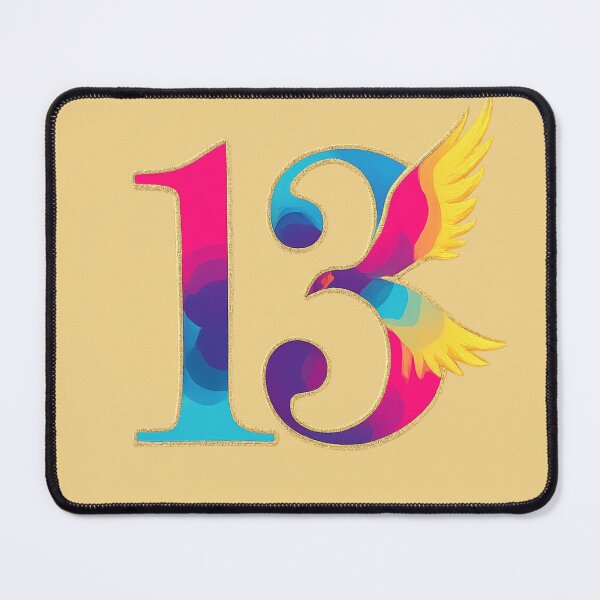 Item preview, "13" lucky number, fancy typography designed and sold by Moonshroomarts.