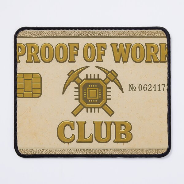 Item preview, Proof of Work Club Vintage Crypto Certificate – Gold Mining Pickaxes and Microchip Emblem Wall Art Poster designed and sold by Bored Elon.