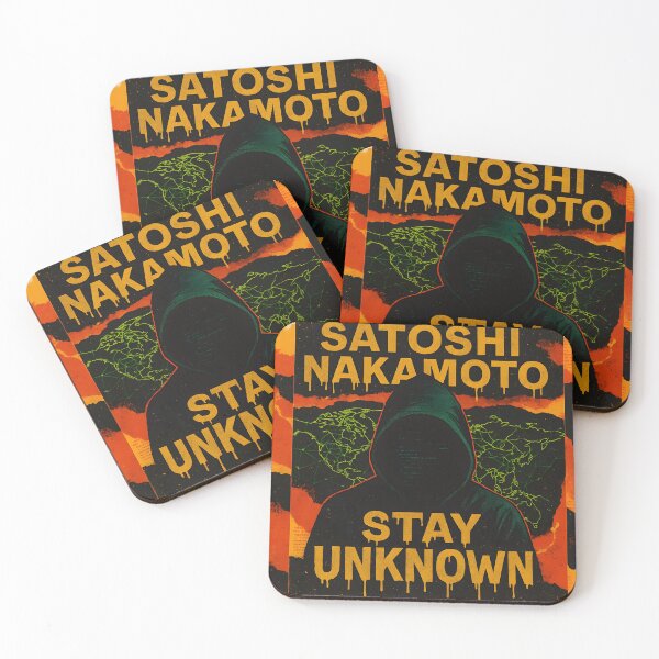 Item preview, Satoshi Nakamoto “Stay Unknown” Grunge Poster – Hooded Anonymous Figure with Neon Network World Map and QR Code Panels designed and sold by Bored Elon.