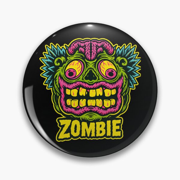 Item preview, Neon Zombie Face Horror Psychedelic Monster Halloween Illustration Design designed and sold by DrawHandArt.