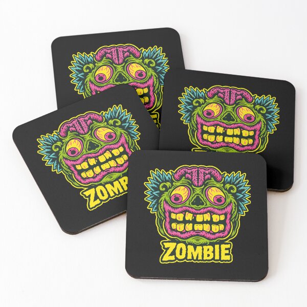 Item preview, Neon Zombie Face Horror Psychedelic Monster Halloween Illustration Design designed and sold by DrawHandArt.