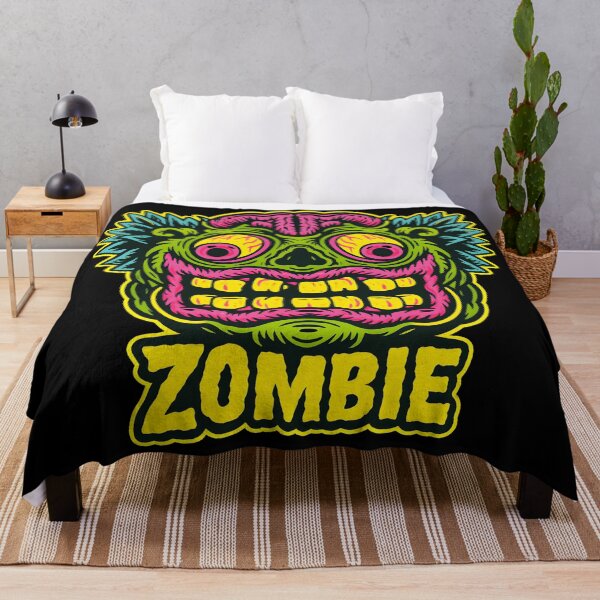 Item preview, Neon Zombie Face Horror Psychedelic Monster Halloween Illustration Design designed and sold by DrawHandArt.