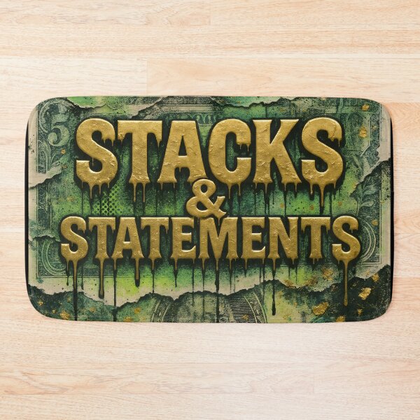 Item preview, Stacks & Statements Gold Drip Typography Poster – Luxury Money Collage Street Art Wall Print designed and sold by Bored Elon.