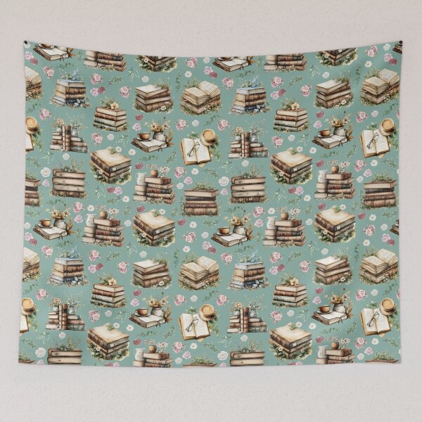 Item preview, Antique Books & Flowers on Light Viridian Green designed and sold by KSimpson838.