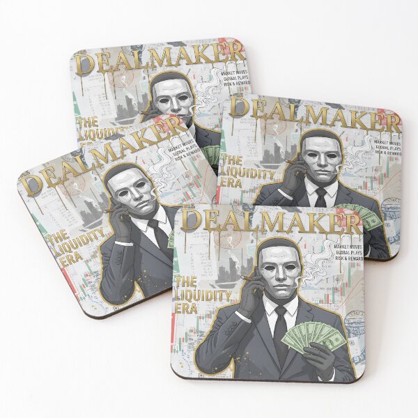 Item preview, The Dealmaker Liquidity Era Poster Masked Suit Trader With Cash And Cigar On Market Collage Background designed and sold by Bored Elon.