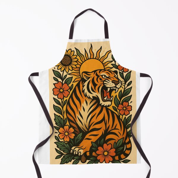 Item preview, Roaring Tiger Floral Art – Bold Vintage Tattoo Style designed and sold by kimkosovo.