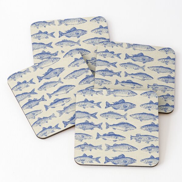 Item preview, Pattern with fish, engraved border, vintage designed and sold by AestheticsTime.