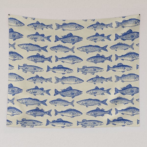 Item preview, Pattern with fish, engraved border, vintage designed and sold by AestheticsTime.
