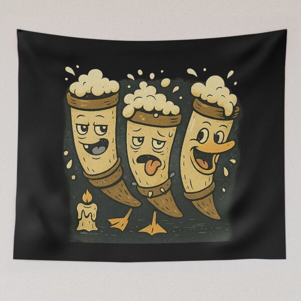 Item preview, Three funny Mead Horns cartoon print designed and sold by RebellDancer.