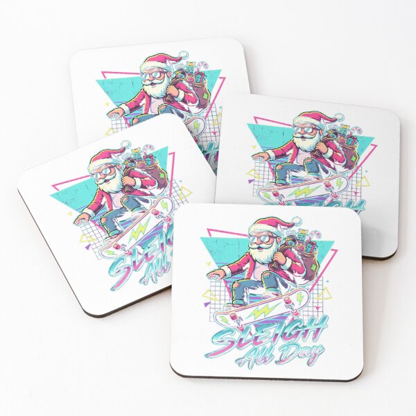 Item preview, Sleigh All Day - Retro 80s Vaporwave Skater Santa designed and sold by TobaGallery868.