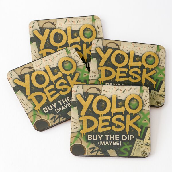 Item preview, YOLO Desk Graffiti Trading Collage Poster Buy The Dip Maybe With Gold Drip Typography designed and sold by Bored Elon.