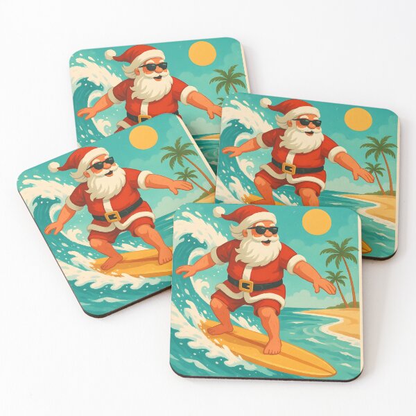 Item preview, Surfing Santa – Tropical Christmas Poster designed and sold by Sea Gem.