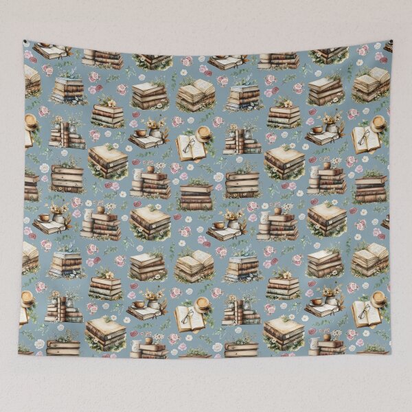 Item preview, Antique Books & Flowers on Gray-Blue designed and sold by KSimpson838.