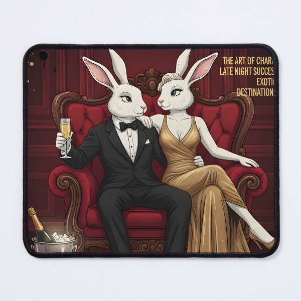 Item preview, Velvet Club Luxury Nightlife Poster Mr And Mrs High Roller Elegant Rabbit Couple Champagne Lounge designed and sold by Bored Elon.