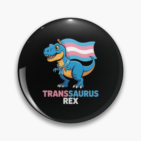 Item preview, Transsaurus rex dinosaur in transgender flag designed and sold by MarryIsMonth.