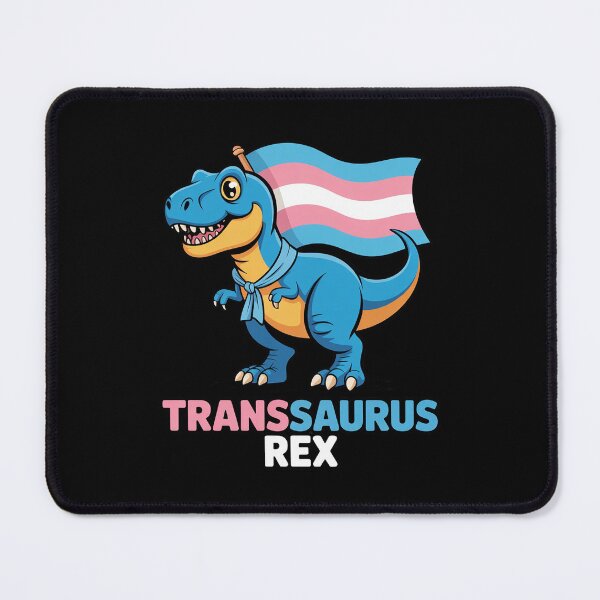 Item preview, Transsaurus rex dinosaur in transgender flag designed and sold by MarryIsMonth.
