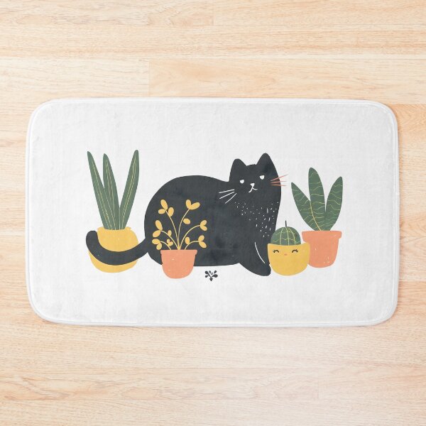 Item preview, Black cat with house plants designed and sold by xiao xuans.