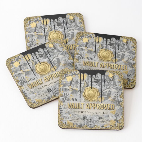 Item preview, Vault Approved Poster – Certified High Roller Luxury Street Art with Gold Wax Seal and Drip Paint designed and sold by Bored Elon.