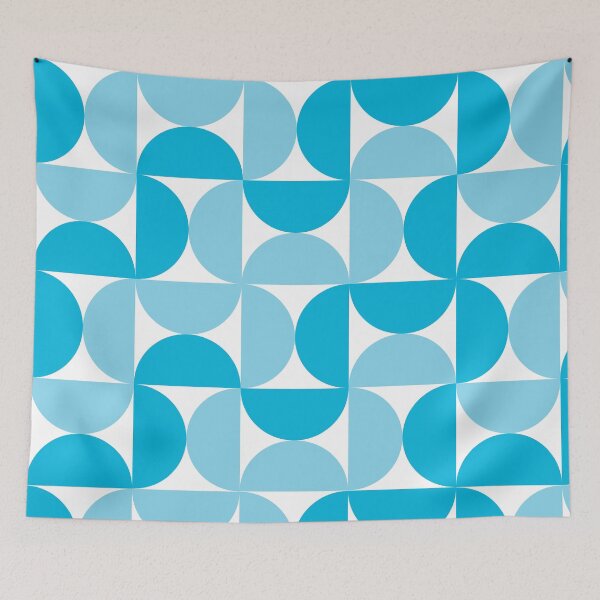 Item preview, Retro geometric semi circles blue designed and sold by ChimaHome.