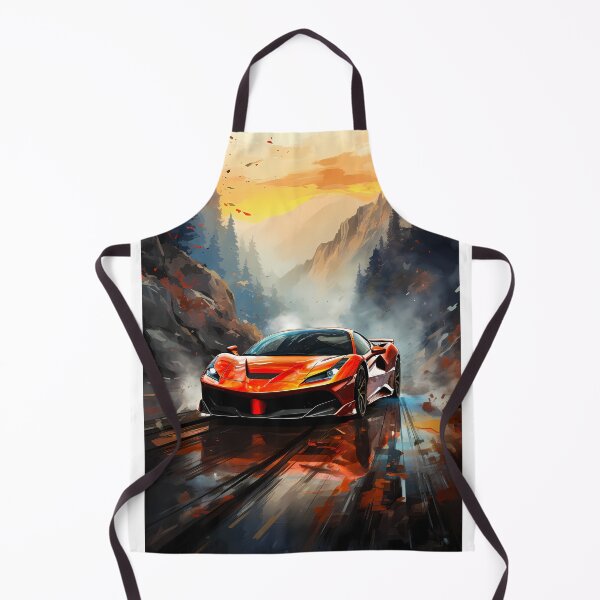 Item preview, Low exotic car carving wet alpine pass at sunset designed and sold by RevUpDesign.