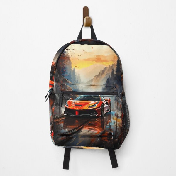 Item preview, Low exotic car carving wet alpine pass at sunset designed and sold by RevUpDesign.