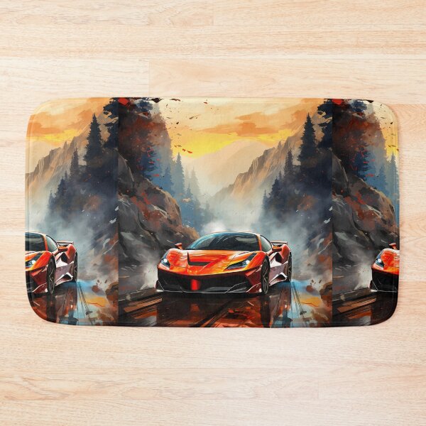 Item preview, Low exotic car carving wet alpine pass at sunset designed and sold by RevUpDesign.