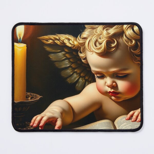 Item preview, Caravaggio Cherub in Candlelit Glory - Baroque Oil Painting Print designed and sold by Heavenly Resonance.