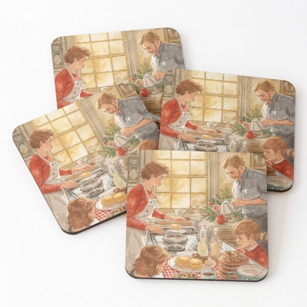 Item preview, Christmas Morning in the Kitchen – Vintage Family Joy Holiday Illustration designed and sold by Deezyned.