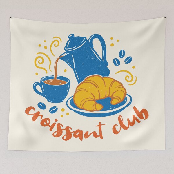 Item preview, Croissant Club French Coffee Breakfast Retro  designed and sold by Y-Vibes.