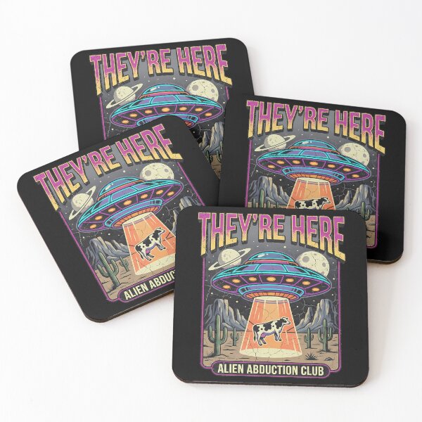 Item preview, They're Here Alien Abduction Club Retro UFO Cow designed and sold by k3rstman1.