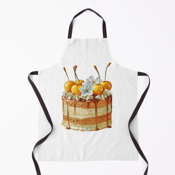 Item preview, Cake decorated with cherries and flowers on top with caramel drizzle against a white background designed and sold by Ms. Iryna.