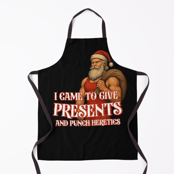 Item preview, I Came to Give Presents and Punch Heretics – Funny Muscular Santa Christmas Shirt designed and sold by Magda-Creates.