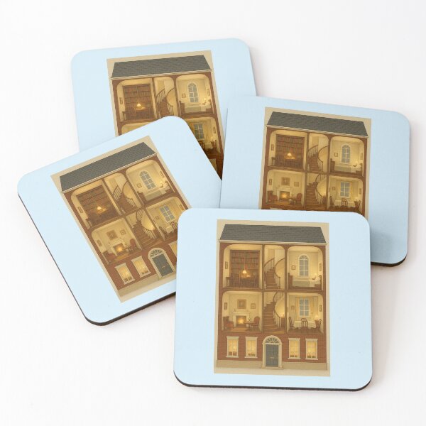 Item preview, Inside a London Town House — Doll House Cutaway Illustration designed and sold by Novel Works Studio.