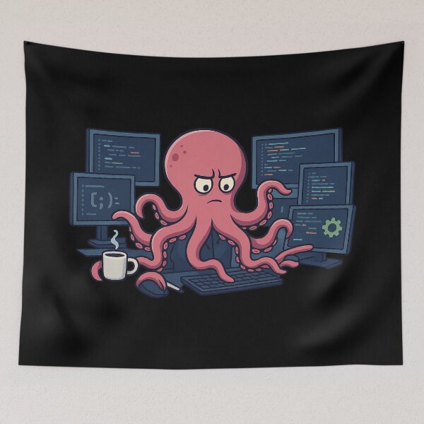 Item preview, I've become an octopus from too many tasks – a humorous and familiar design for programmers and tech enthusiasts designed and sold by Ach&Koor.