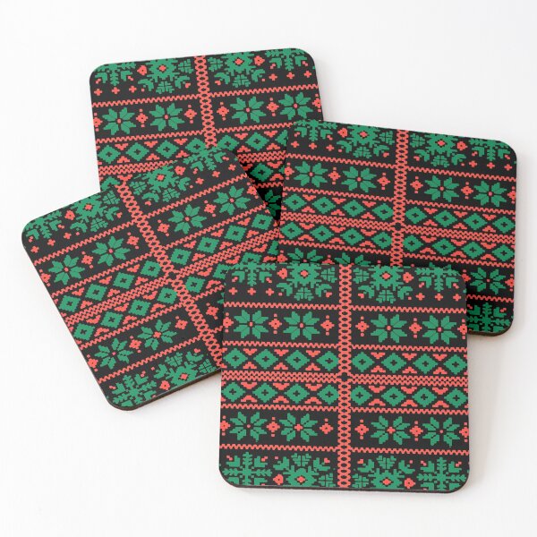 Item preview, Nordic Christmas Knit Pattern Scandinavian Winter Holiday Folk Ornament Design designed and sold by DrawHandArt.