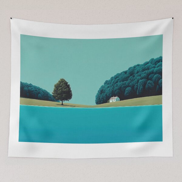 Item preview, Solitary Tree and House by the Lake designed and sold by lautir.