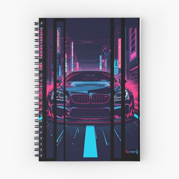 Item preview, BW M6 sideways cyberpunk neon city, high contrast colors, cinematic lighting, bold vector illustration 9 designed and sold by Neon G.