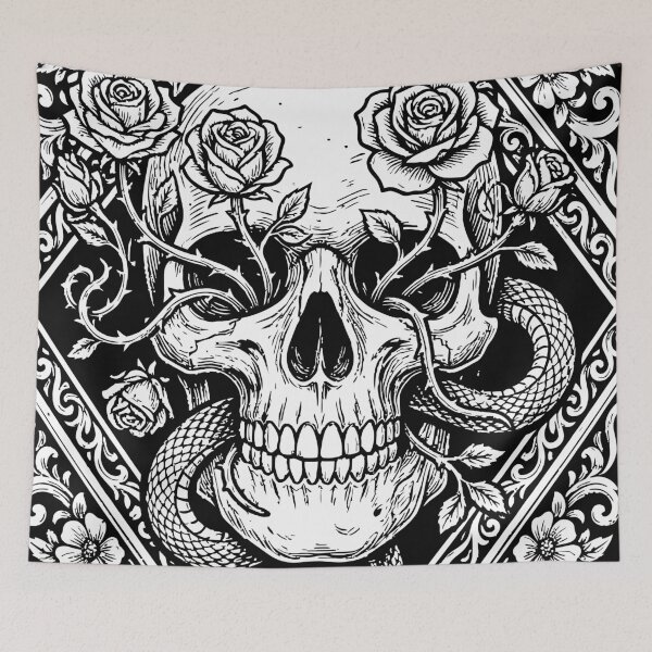 Item preview, Skull and Serpent Entwined in Gothic Roses designed and sold by brexastore.