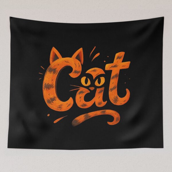 Item preview, Cat Typography Art – Creative Orange Cat Lettering Illustration designed and sold by FluffinCool.