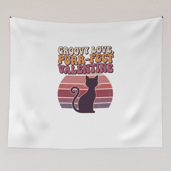 Item preview, Groovy Love Purr-fect Valentine Retro 70s Cat  designed and sold by Quillway.