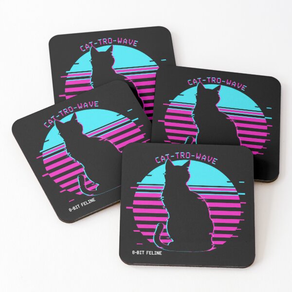 Item preview, CAT-TRO-WAVE: Cyber Cats and Neon Sunset designed and sold by JanRizz.