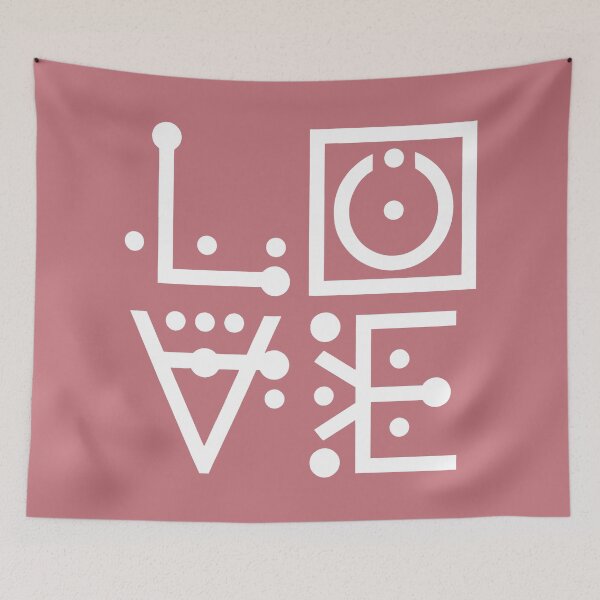 Item preview, LOVE Geometric Dot Design with Abstract Typography on Pink Background designed and sold by SplashTastic.