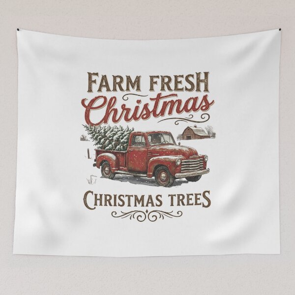 Item preview, Farm Fresh Christmas Trees - Vintage Red Truck Rustic Art designed and sold by TobaGallery868.