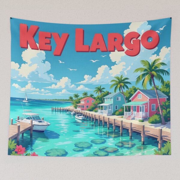 Item preview, Key Largo, Florida, USA: Vintage-Style Painterly Travel Poster designed and sold by LSVart.