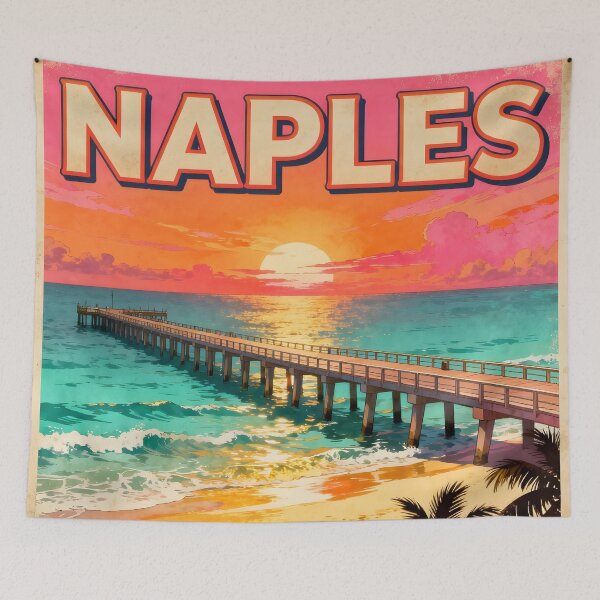 Item preview, Naples, Florida, USA: Vintage-Style Painterly Travel Poster designed and sold by LSVart.