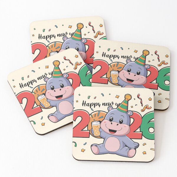 Item preview, Hippo's Festive New Year 2026 designed and sold by NeatThingLover.